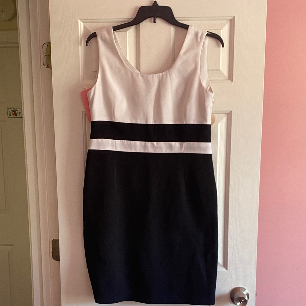 Chic Sleeveless Black and White Mini Dress